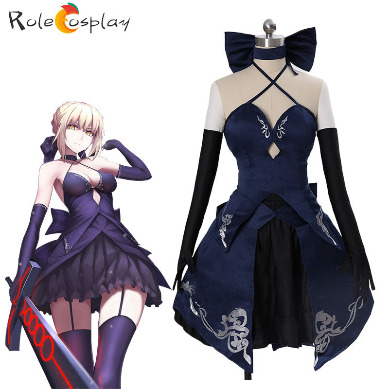 Fate Stay Night Black Saber Artoria Full Dress Cosplay Costume FGO